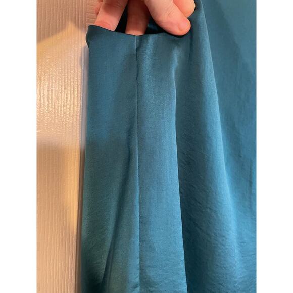 Vince Sleeveless Blouse Size 8 front asymmetrical drape deep jeweled teal color - Picture 12 of 16